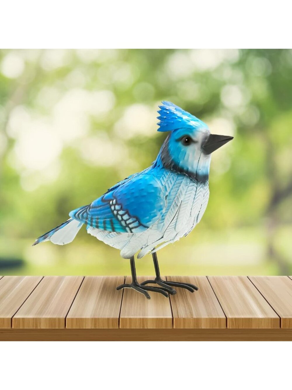 Large Realistic Blue Jay Metal Bird Sculpture - Handmade Garden Decor Gift